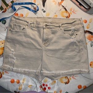 Old Navy Boyfriend Beige Distressed Denim Shorts